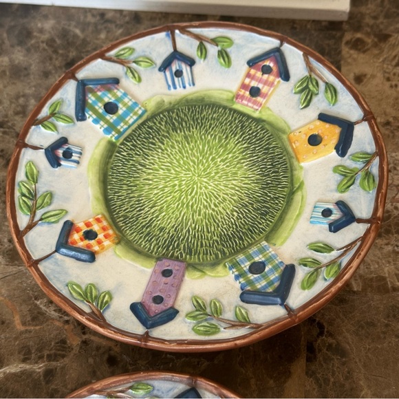 Lot Of 2 Michal Sparks Footed Candle Dishes With Birdhouse Design - Picture 3 of 8